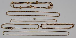 JEWELRY. Grouping of (6) 18kt and 14kt Gold Chains