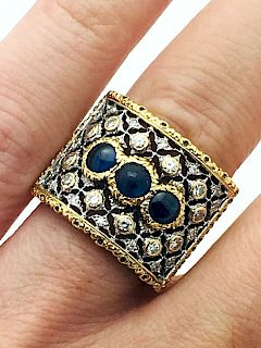 Buccellati 18k 1.93ct Diamond Sapphire Ring