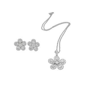 18k 8.00 TCW Brilliant Diamond Set Earring Necklace