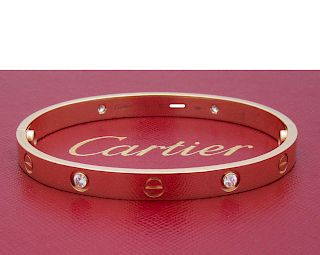 Cartier 18k Pink Gold 0.42tcw Diamond Love Bracelet