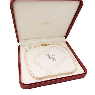 MIKIMOTO 18k Yellow Gold Akoya Cultured Pearl Necklace