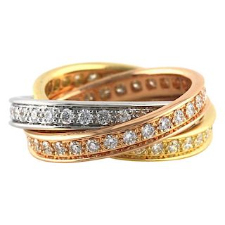 Cartier Trinity 18K Tri-Gold Diamond Ring