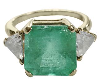 9.76 Ct. Emerald, Diamond Ring