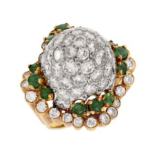 Vintage Diamond, Emerald and 14K Ring
