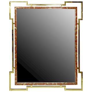 Mid 20th Century Brass and Faux Marble Mirror