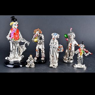 Six Silver/Laminated Silver Figurines