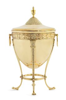 A George III style brass urn form coal box