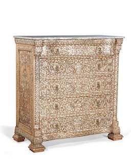 A Levantine shell inlaid chest of drawers