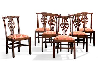 Six George III style mahogany dining chairs