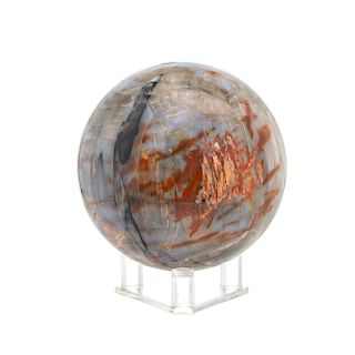 A large polished petrified wood sphere