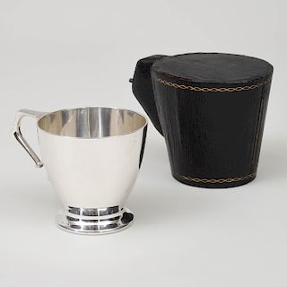 George V Irish Silver Mug in a Fitted Leather Case
