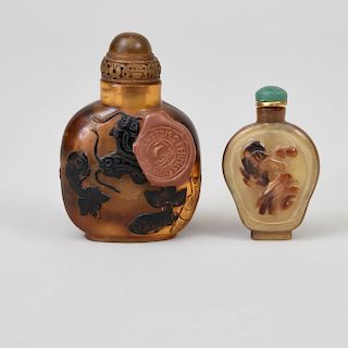 Two Chinese Horn Snuff Bottles