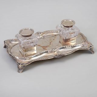 Edward VII Silver and Cut Glass Inkstand