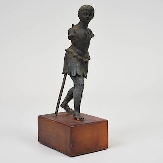 Continental Bronze Model of a Figure in a Feather Skirt, After the Antique