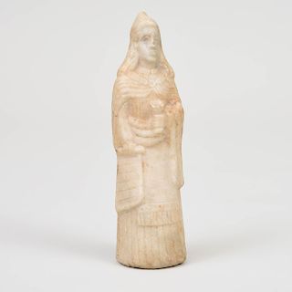 Assyrian Style Marble Figure of a Votaress