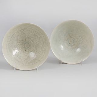 Two Chinese Qingbai Glazed Porcelain Bowls