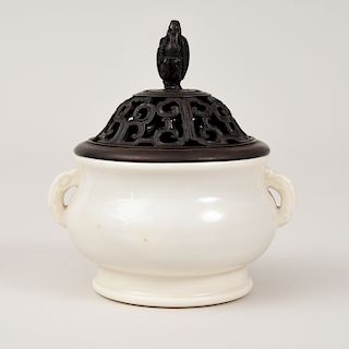 Chinese White Glazed Porcelain Censer