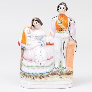 Staffordshire Pottery 'Napoleon III and Princess Eugenie' Flatback Figure Group