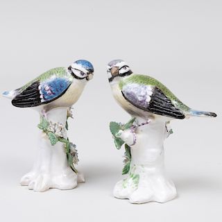 Pair of Derby Porcelain Models of Finches 
