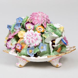 Coalbrookdale Porcelain Flower Encrusted Dish