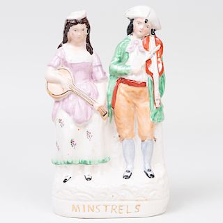 Staffordshire Pottery 'Minstrels' Flatback Figure Group 