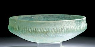 Fine Roman Glass Pillar Molded Bowl - Nice Iridescence