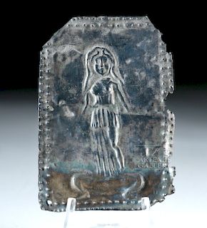 Roman Repousse Silver Panel w/ Diana, 8.4 g
