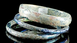 Lot of 3 Roman / Byzantine Glass Bracelets - Iridescent