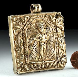 18th C. Indian Gold Pendant - Krishna, 44.5 g
