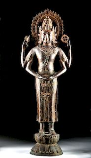 20th C. Tibetan Large Bronze Standing Shiva