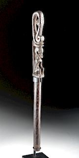 Late 19th C. Dayak Wooden Knife Handle w/ Demon Figure