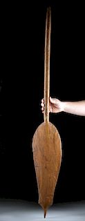 Early 20th C. Polynesian Wood Oar w/ Spiked Paddle