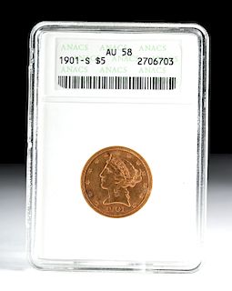 1901-S USA $5.00 Gold Liberty Head Coin