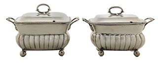 Pair Old Sheffield Plate Sauce Tureens