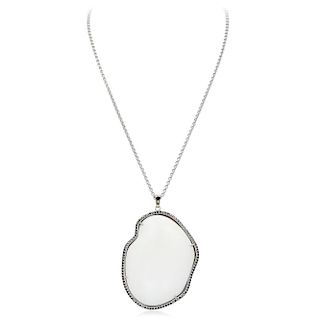 Misahara Large White Opal and Diamond Adriana Pendant Necklace