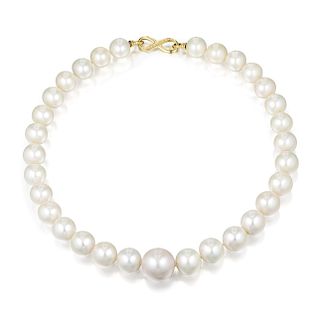A Single Strand Large Cultured Pearl Necklace