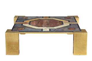 A Marcello Mioni Italian marble and brass table