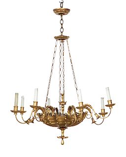 A giltwood and tole umbrella chandelier