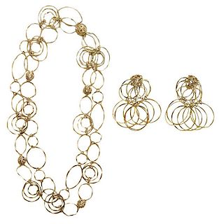 Cartier 18 Kt. Gold Necklace, Earrings