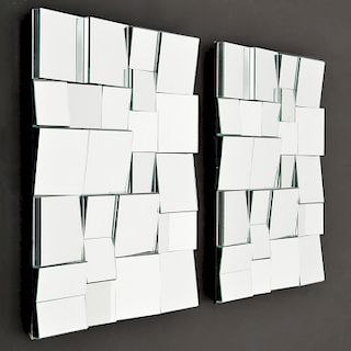 Pair of Neal Small Faceted Mirrors