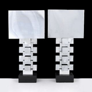 Pair of Monumental Curtis Jere Table Lamps