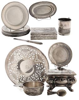 Eighteen Pieces Sterling Hollowware