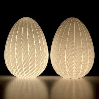 Pair of Egg Lamps Attributed to Vetri Murano
