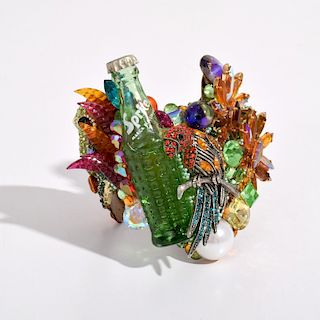 Large Wendy Gell Sprite & Parrot Cuff Bracelet