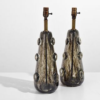Pair of Rare Ercole Barovier "Crepuscolo" Lamps
