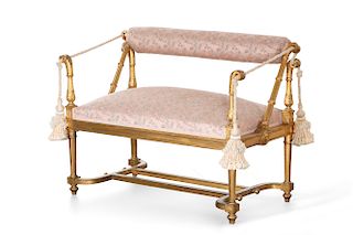 Neoclassical style giltwood sunrise/sunset bench