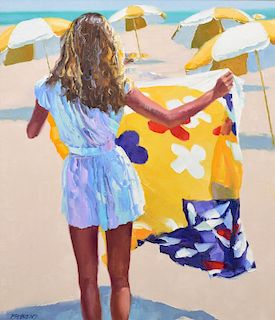 Howard Behrens Figural Painting, Beach Theme