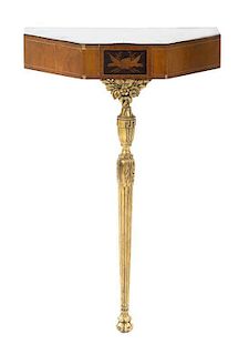 A Louis XVI Style Parcel Gilt Pier Table Height 29 x width 20 x depth 10 1/4 inches.