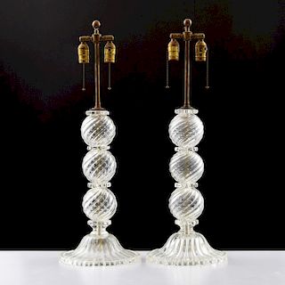 Pair of Murano Table Lamps, Manner of Venini