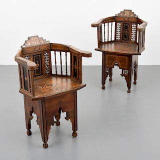 2 Ornate Moroccan-Style Corner Chairs